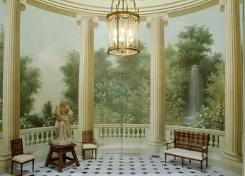 Ronde eetkamer van het Pavillon de Musique, gebouwd in 1781